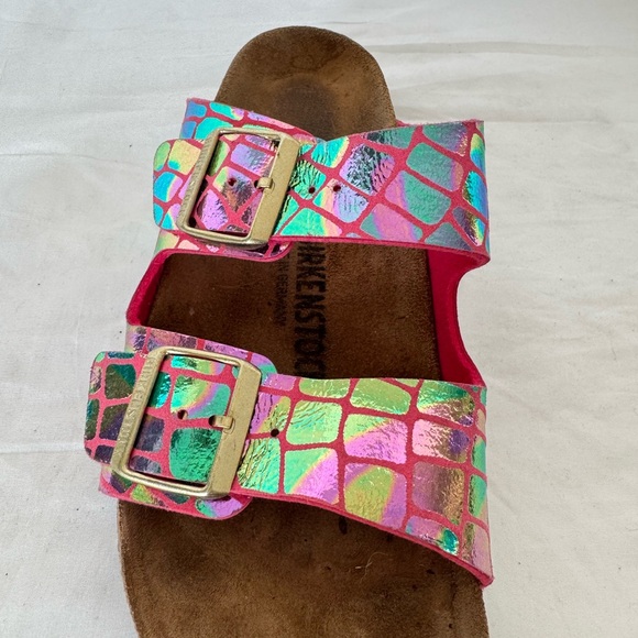 Birkenstock Arizona Gator Gleam Raspberry Metallic Sandals Size 41/10-10.5 - Picture 4 of 10